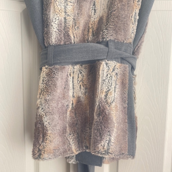 Etcetera women's brown and gray based belted faux fur vest. #445 - Picture 6 of 15